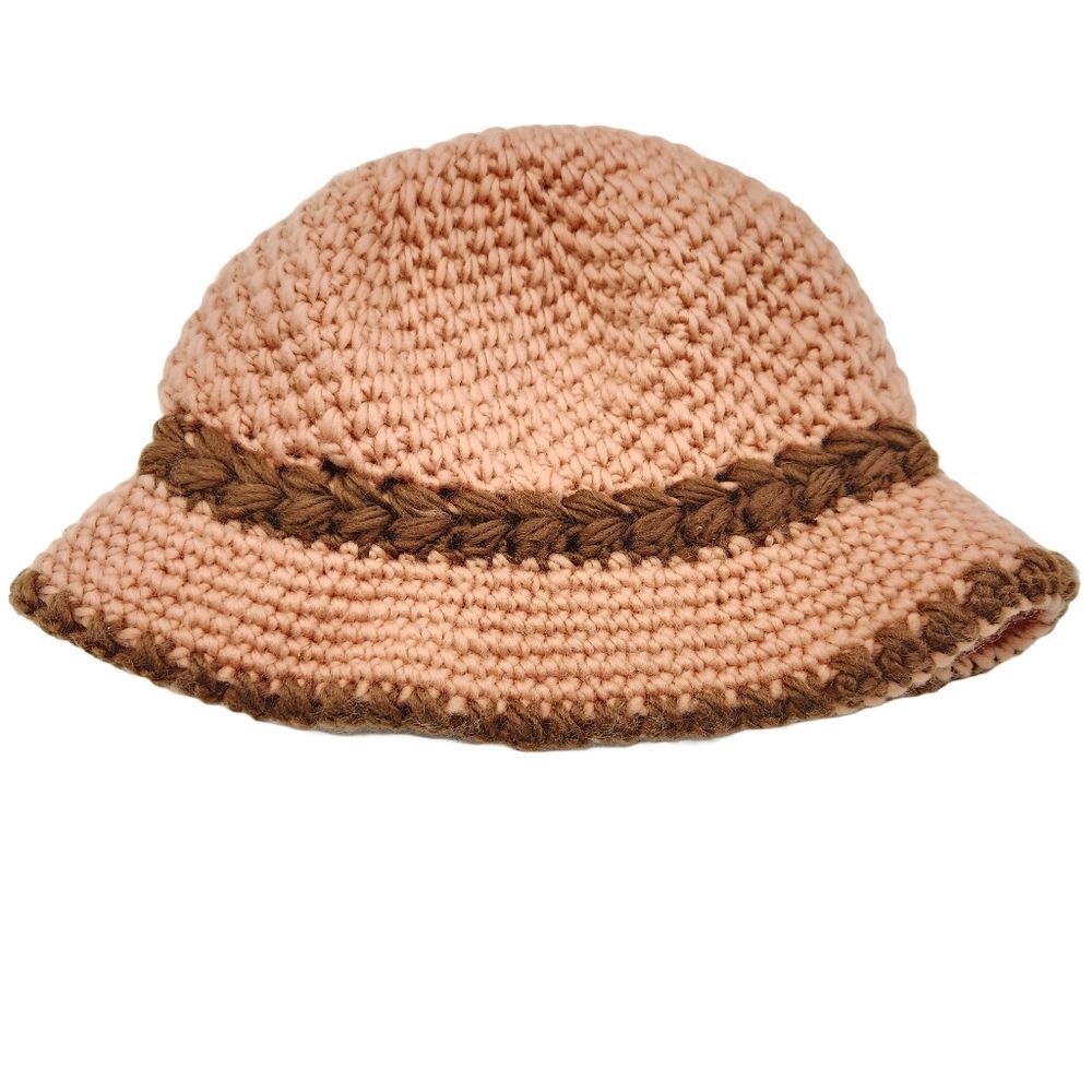 Vintage Style Handmade Crochet Knit Cloche Hat Fur Pearl Floral Detail S/M - Picture 8 of 8